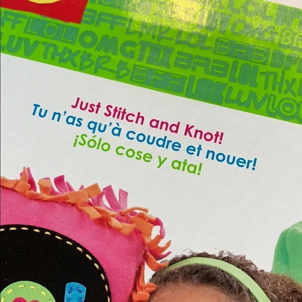 Pillow Text Stitch and Knot Craft for Girls New